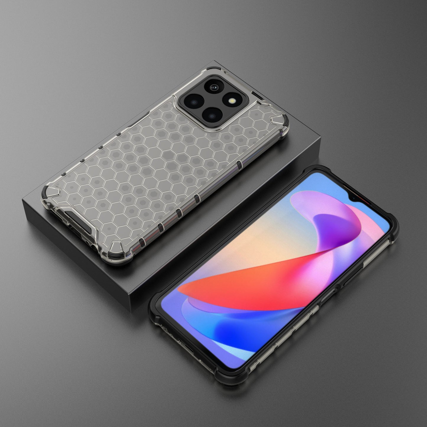 For Honor X6a 4G Case Honeycomb Texture TPU+PC Mobile Phone Cover