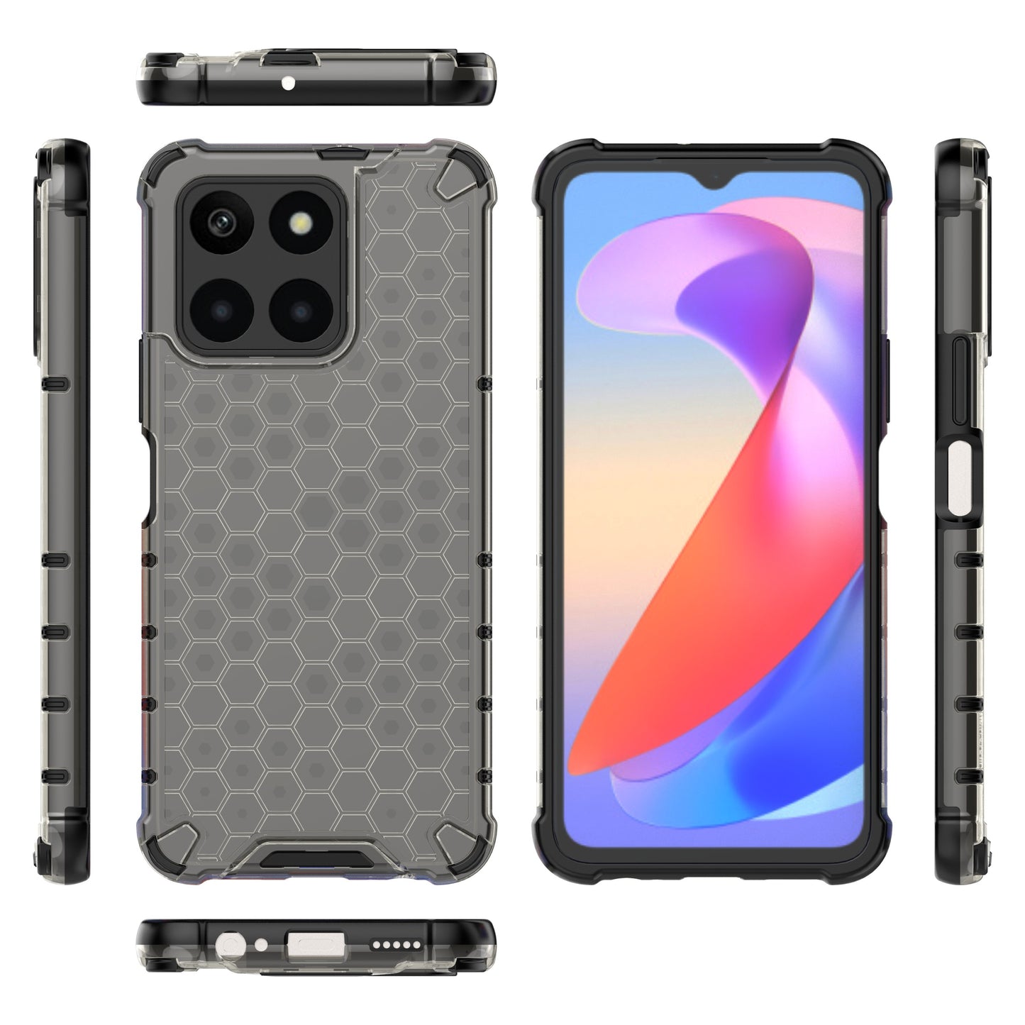 For Honor X6a 4G Case Honeycomb Texture TPU+PC Mobile Phone Cover