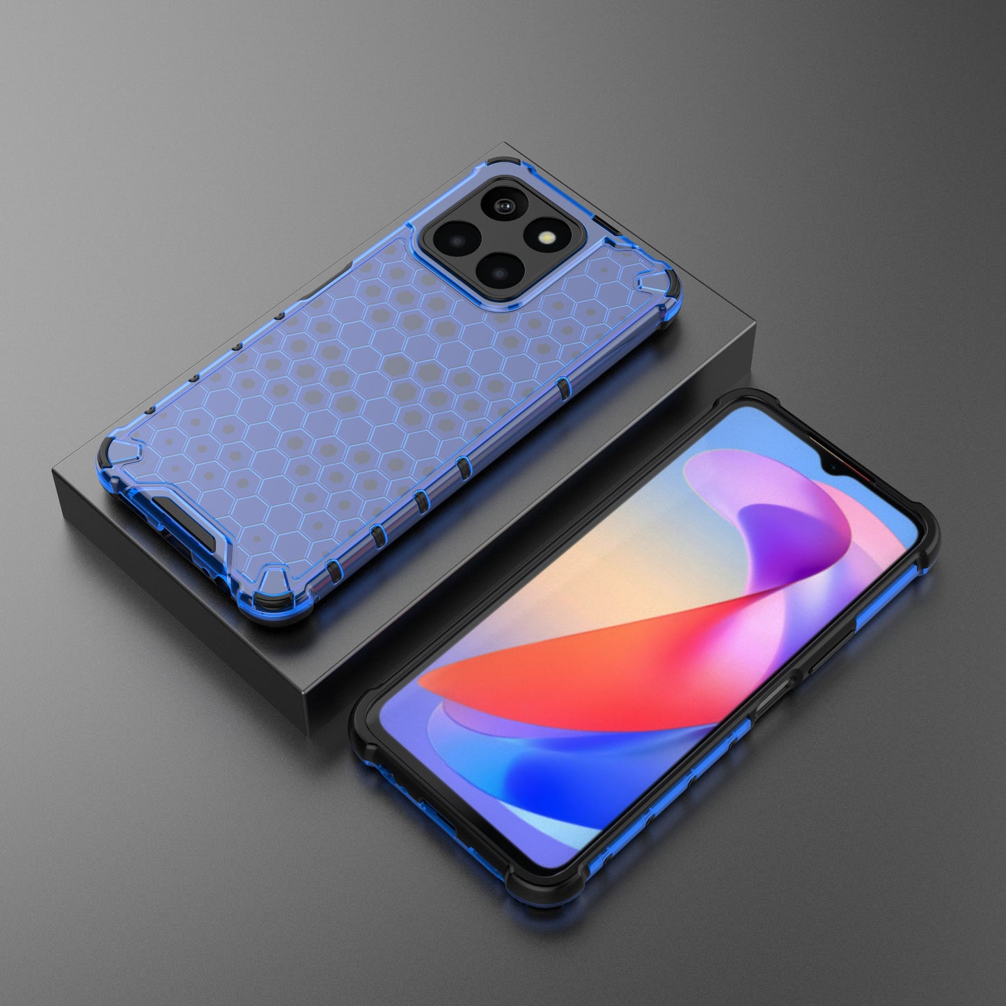 For Honor X6a 4G Case Honeycomb Texture TPU+PC Mobile Phone Cover