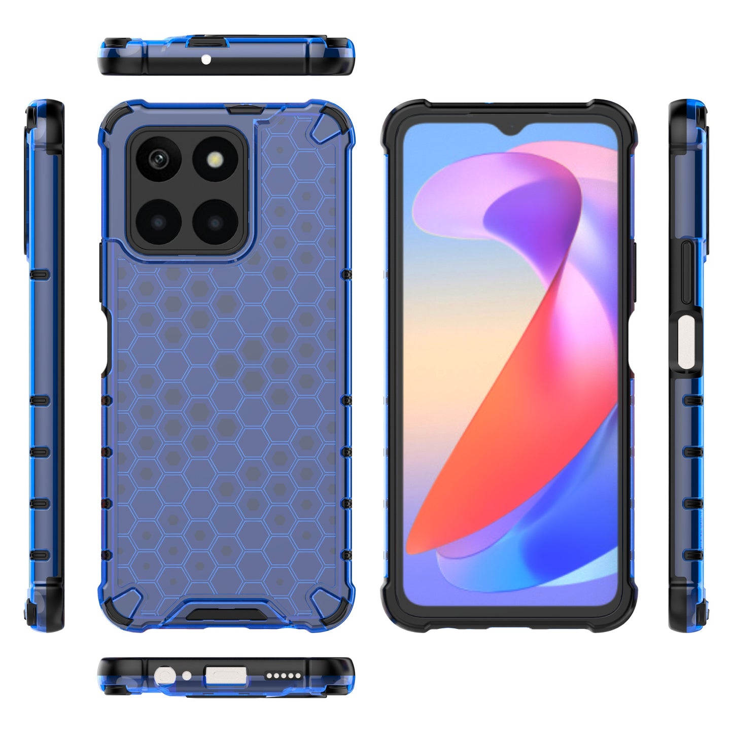For Honor X6a 4G Case Honeycomb Texture TPU+PC Mobile Phone Cover