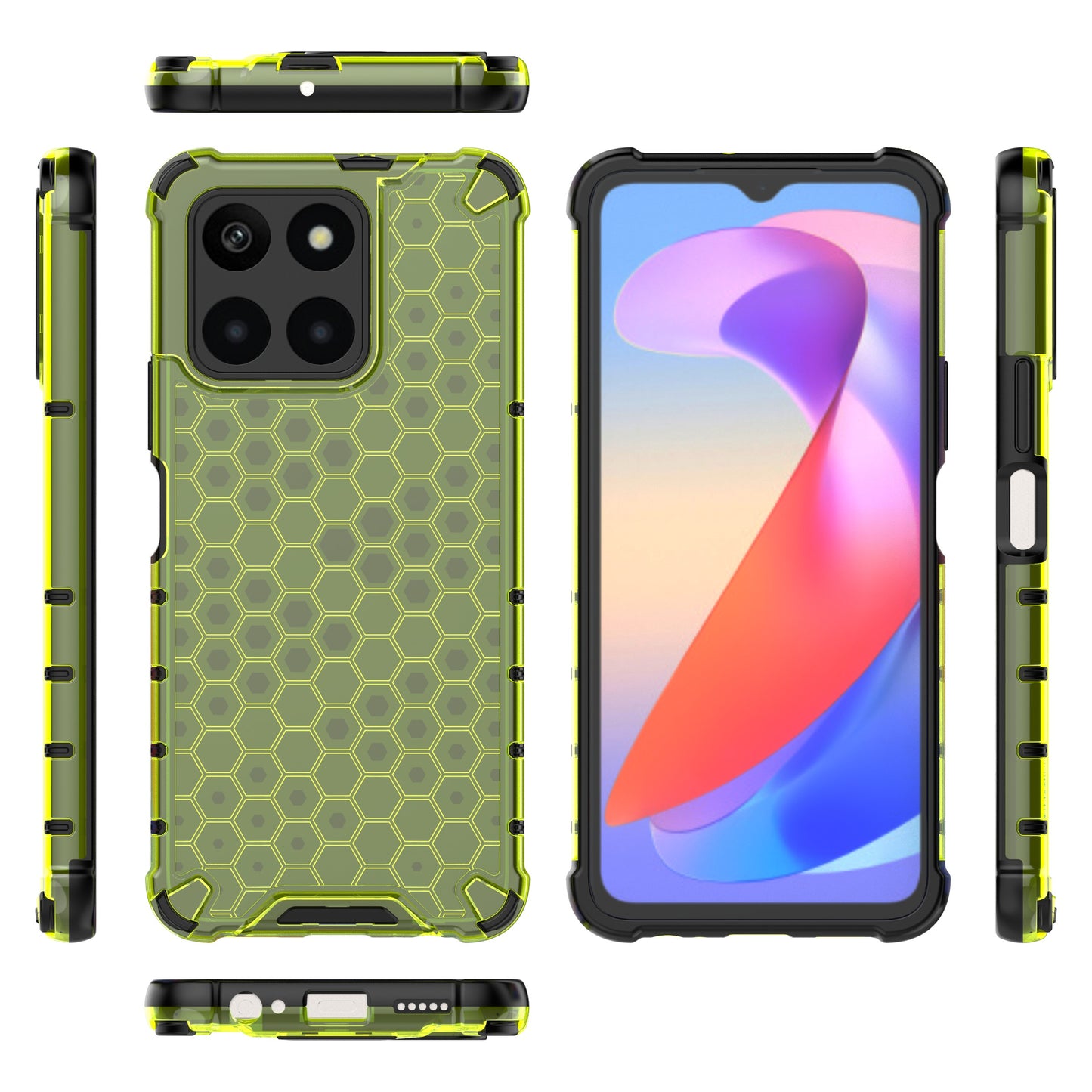For Honor X6a 4G Case Honeycomb Texture TPU+PC Mobile Phone Cover