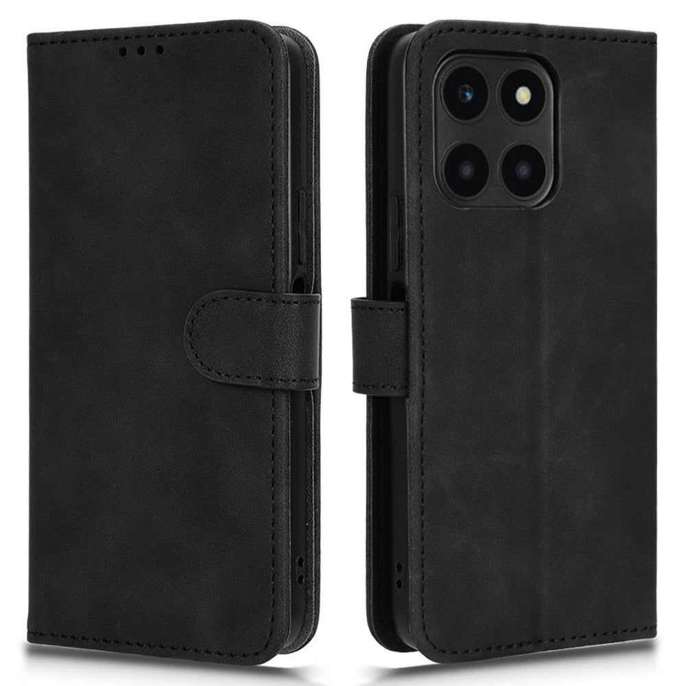For Honor X6a 4G Case Skin-touch Leather Phone Cover with Wallet Stand