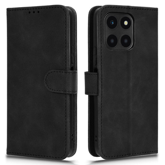 For Honor X6a 4G Case Skin-touch Leather Phone Cover with Wallet Stand