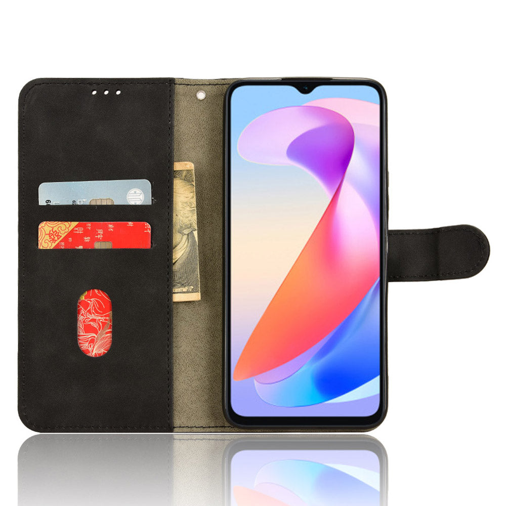 For Honor X6a 4G Case Skin-touch Leather Phone Cover with Wallet Stand