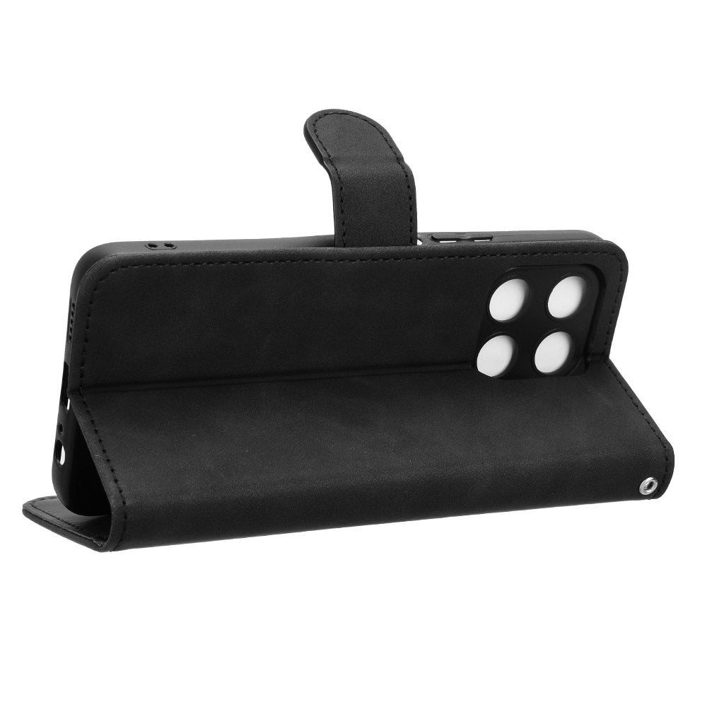 For Honor X6a 4G Case Skin-touch Leather Phone Cover with Wallet Stand