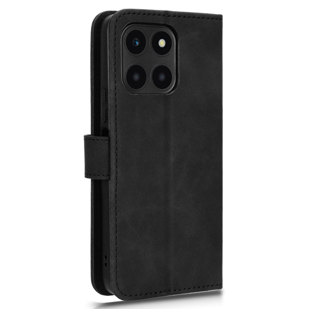 For Honor X6a 4G Case Skin-touch Leather Phone Cover with Wallet Stand