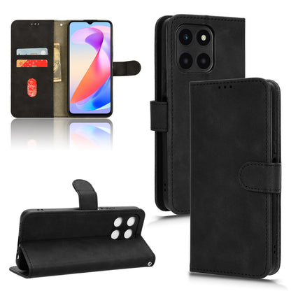 For Honor X6a 4G Case Skin-touch Leather Phone Cover with Wallet Stand