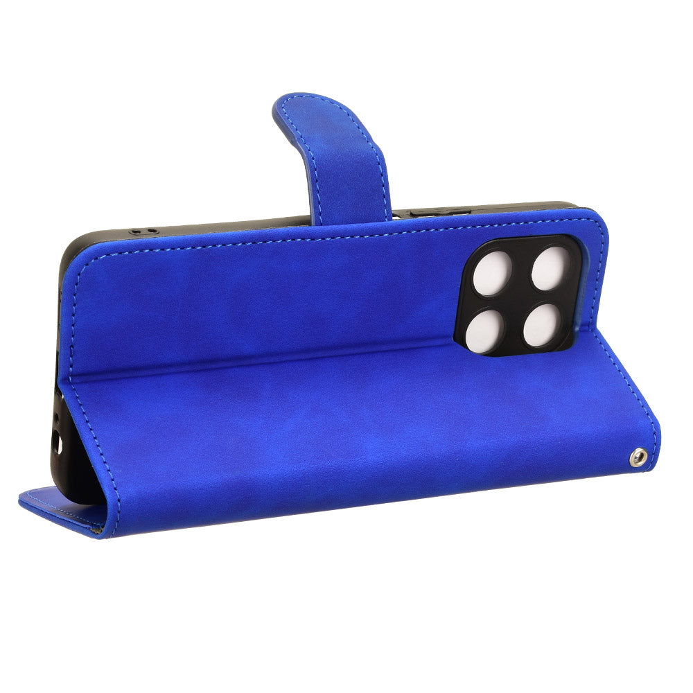 For Honor X6a 4G Case Skin-touch Leather Phone Cover with Wallet Stand