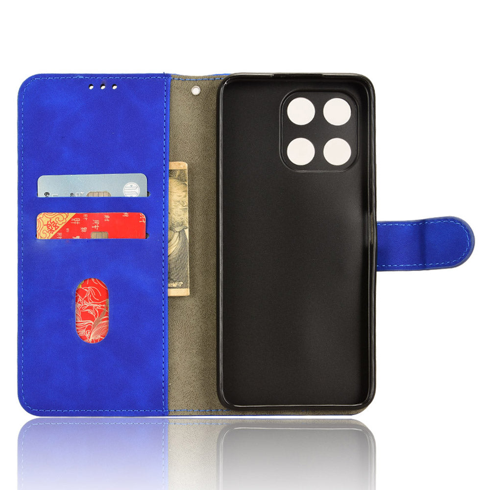 For Honor X6a 4G Case Skin-touch Leather Phone Cover with Wallet Stand