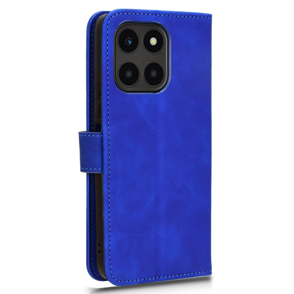 For Honor X6a 4G Case Skin-touch Leather Phone Cover with Wallet Stand