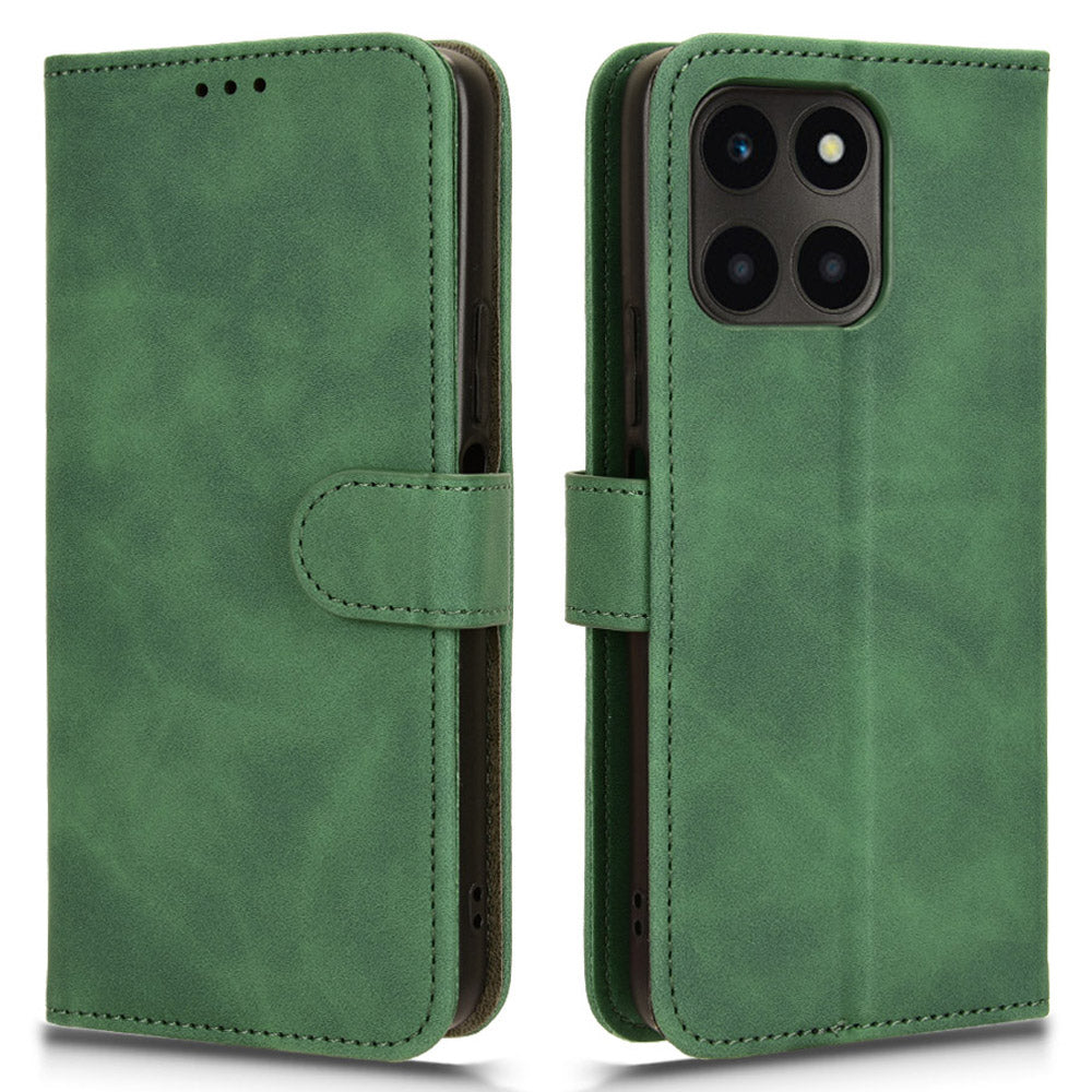 For Honor X6a 4G Case Skin-touch Leather Phone Cover with Wallet Stand