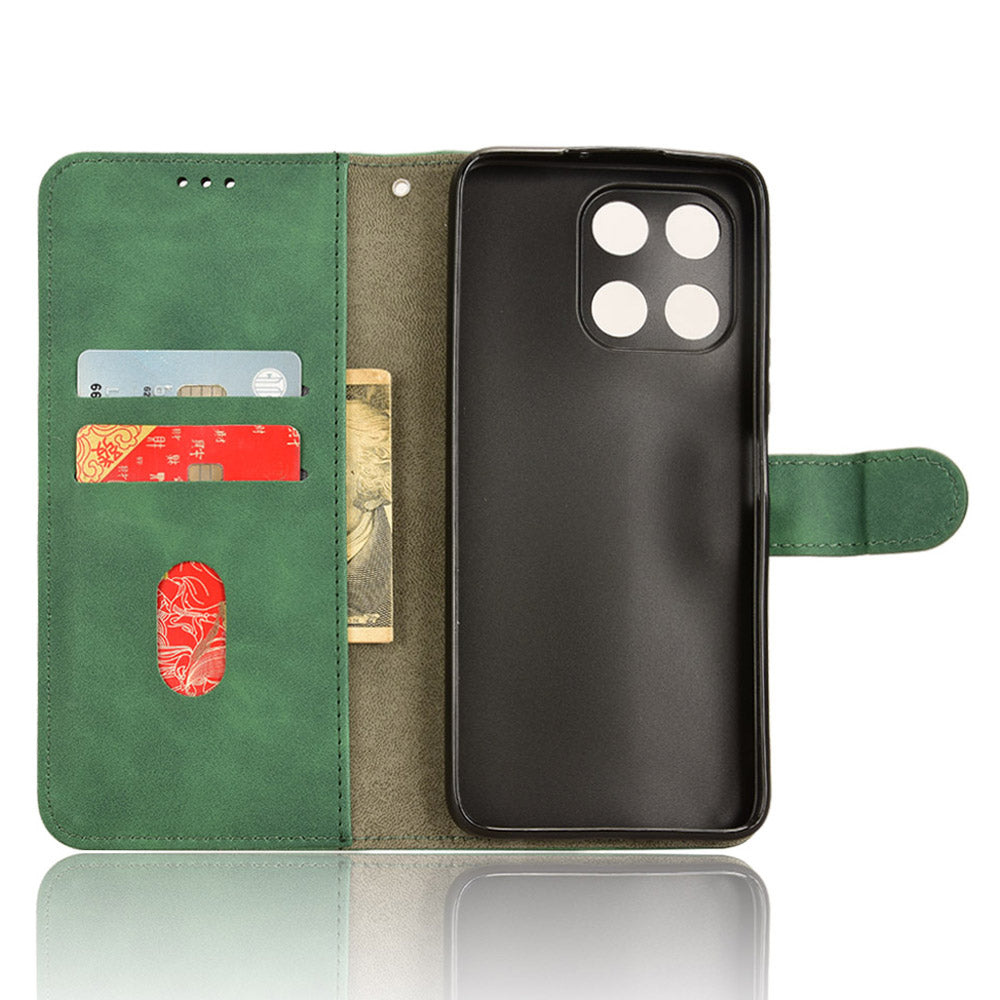 For Honor X6a 4G Case Skin-touch Leather Phone Cover with Wallet Stand