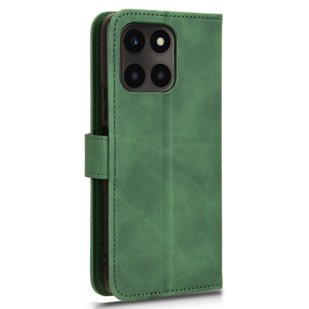 For Honor X6a 4G Case Skin-touch Leather Phone Cover with Wallet Stand