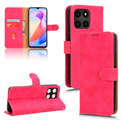 For Honor X6a 4G Case Skin-touch Leather Phone Cover with Wallet Stand