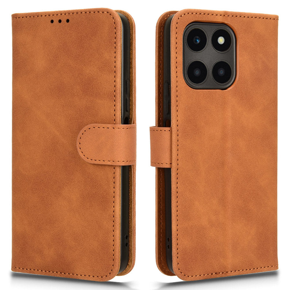 For Honor X6a 4G Case Skin-touch Leather Phone Cover with Wallet Stand
