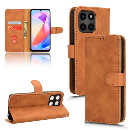 For Honor X6a 4G Case Skin-touch Leather Phone Cover with Wallet Stand
