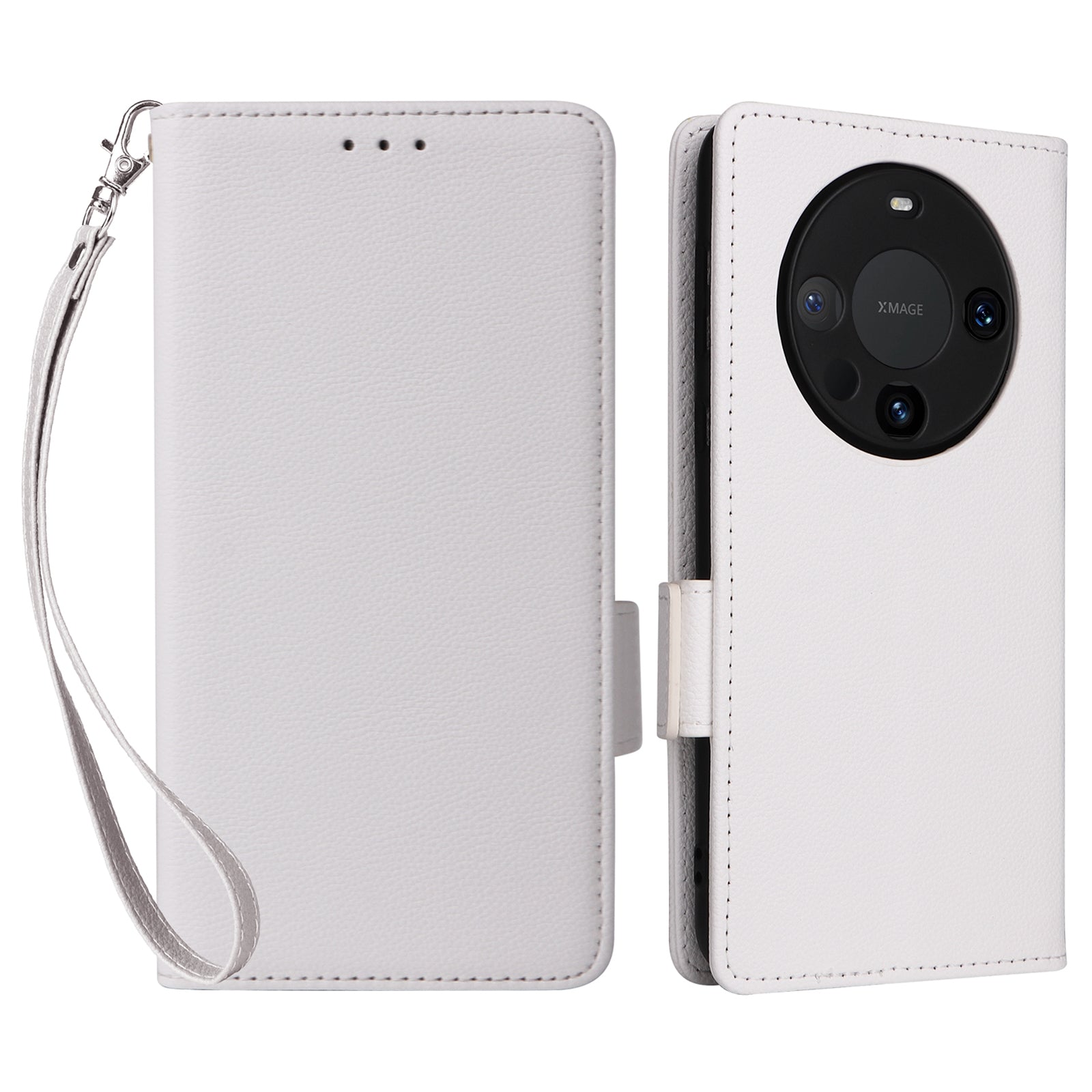 For Huawei Mate 60 Cover Litchi Texture Wallet Stand Leather Phone Case with Strap