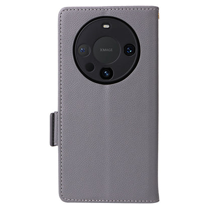 For Huawei Mate 60 Cover Litchi Texture Wallet Stand Leather Phone Case with Strap