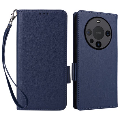 For Huawei Mate 60 Cover Litchi Texture Wallet Stand Leather Phone Case with Strap