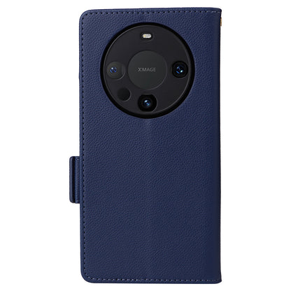 For Huawei Mate 60 Cover Litchi Texture Wallet Stand Leather Phone Case with Strap