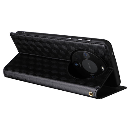For Huawei Mate 60 Pro / Pro+ Cover Rhombus Imprinted Wallet PU Leather Phone Case