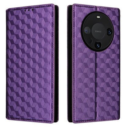 For Huawei Mate 60 Pro / Pro+ Cover Rhombus Imprinted Wallet PU Leather Phone Case