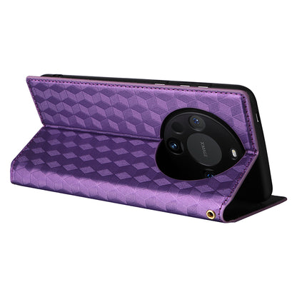 For Huawei Mate 60 Pro / Pro+ Cover Rhombus Imprinted Wallet PU Leather Phone Case
