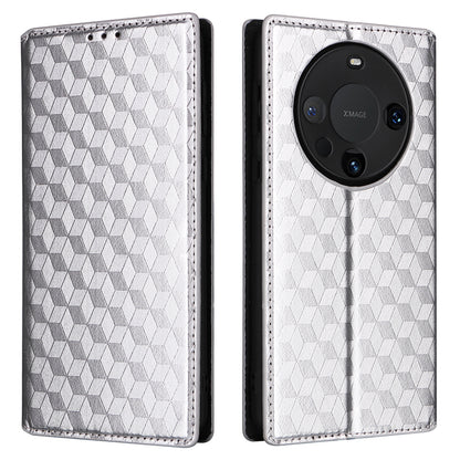 For Huawei Mate 60 Case Rhombus Imprinted PU Leather Wallet Phone Stand Cover