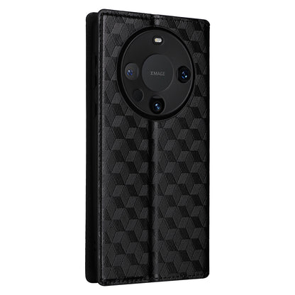For Huawei Mate 60 Case Rhombus Imprinted PU Leather Wallet Phone Stand Cover
