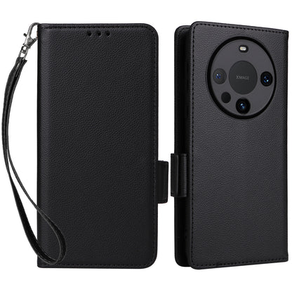 For Huawei Mate 60 Pro / Mate 60 Pro+ Case Leather Wallet Litchi Texture Phone Cover with Strap