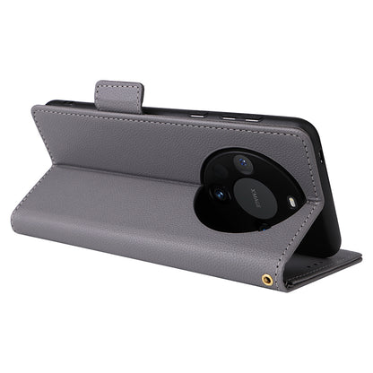 For Huawei Mate 60 Pro / Mate 60 Pro+ Case Leather Wallet Litchi Texture Phone Cover with Strap