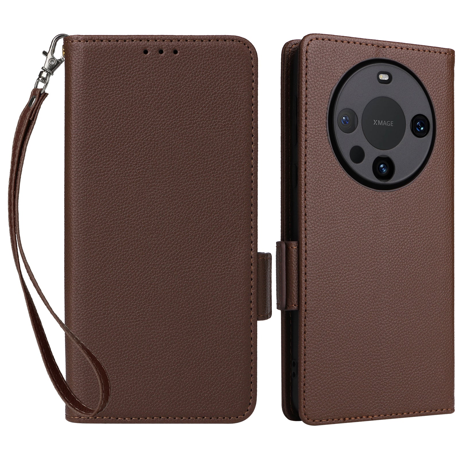 For Huawei Mate 60 Pro / Mate 60 Pro+ Case Leather Wallet Litchi Texture Phone Cover with Strap