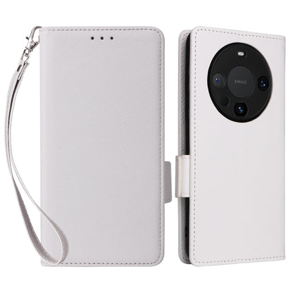 For Huawei Mate 60 Pro / Mate 60 Pro+ Case Leather Wallet Litchi Texture Phone Cover with Strap