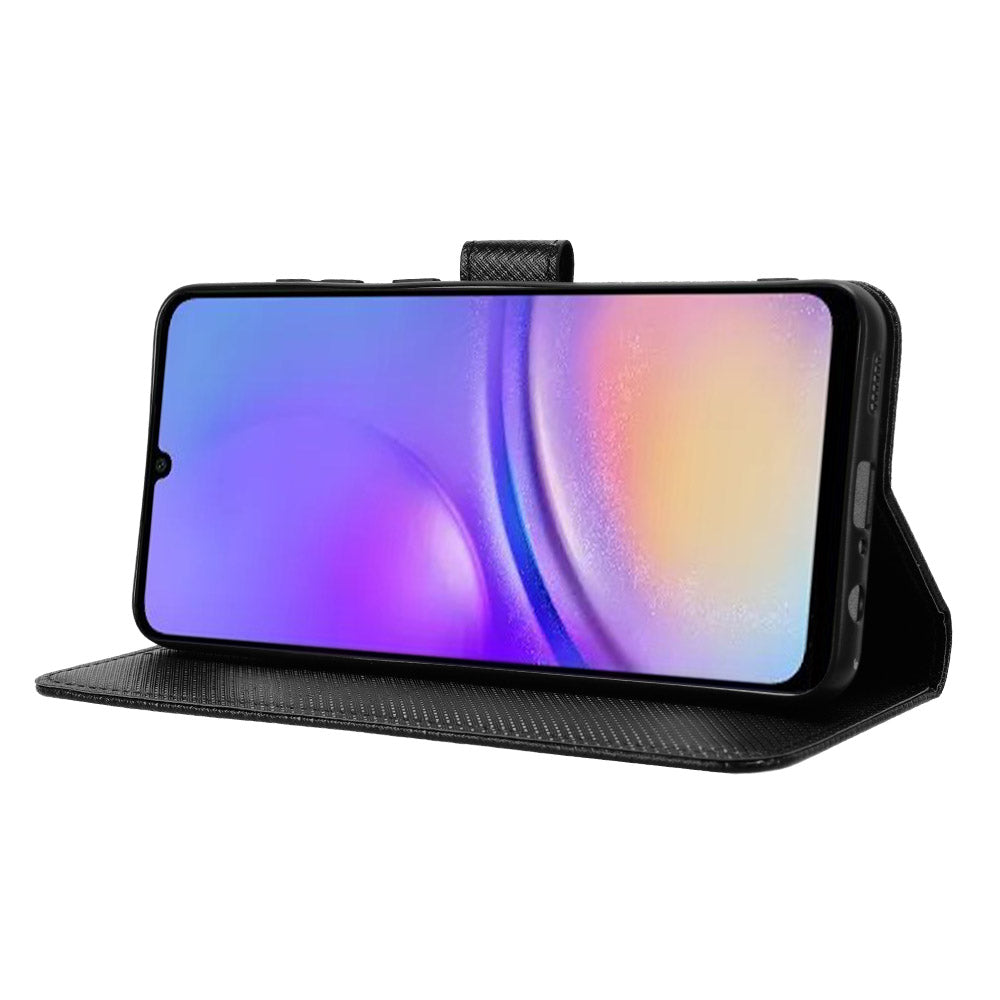For Samsung Galaxy A05 4G Case Leather Stand Diamond Texture Protective Phone Cover