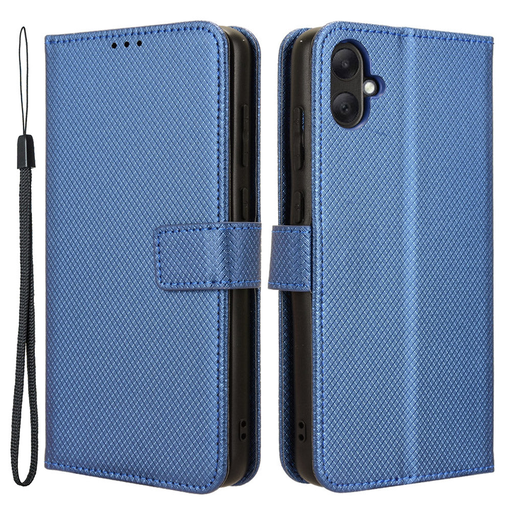For Samsung Galaxy A05 4G Case Leather Stand Diamond Texture Protective Phone Cover