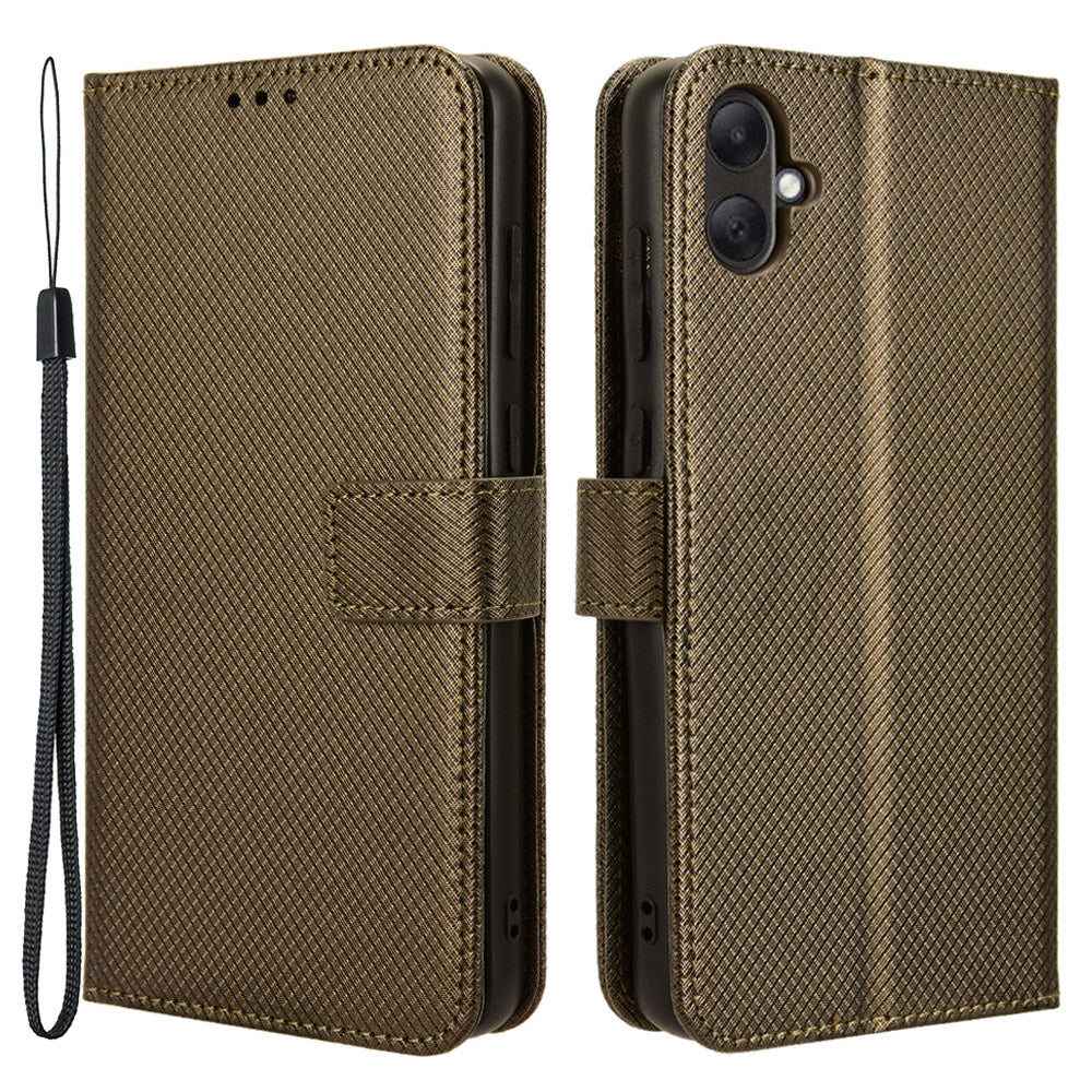 For Samsung Galaxy A05 4G Case Leather Stand Diamond Texture Protective Phone Cover