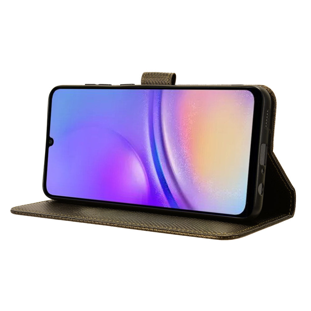 For Samsung Galaxy A05 4G Case Leather Stand Diamond Texture Protective Phone Cover