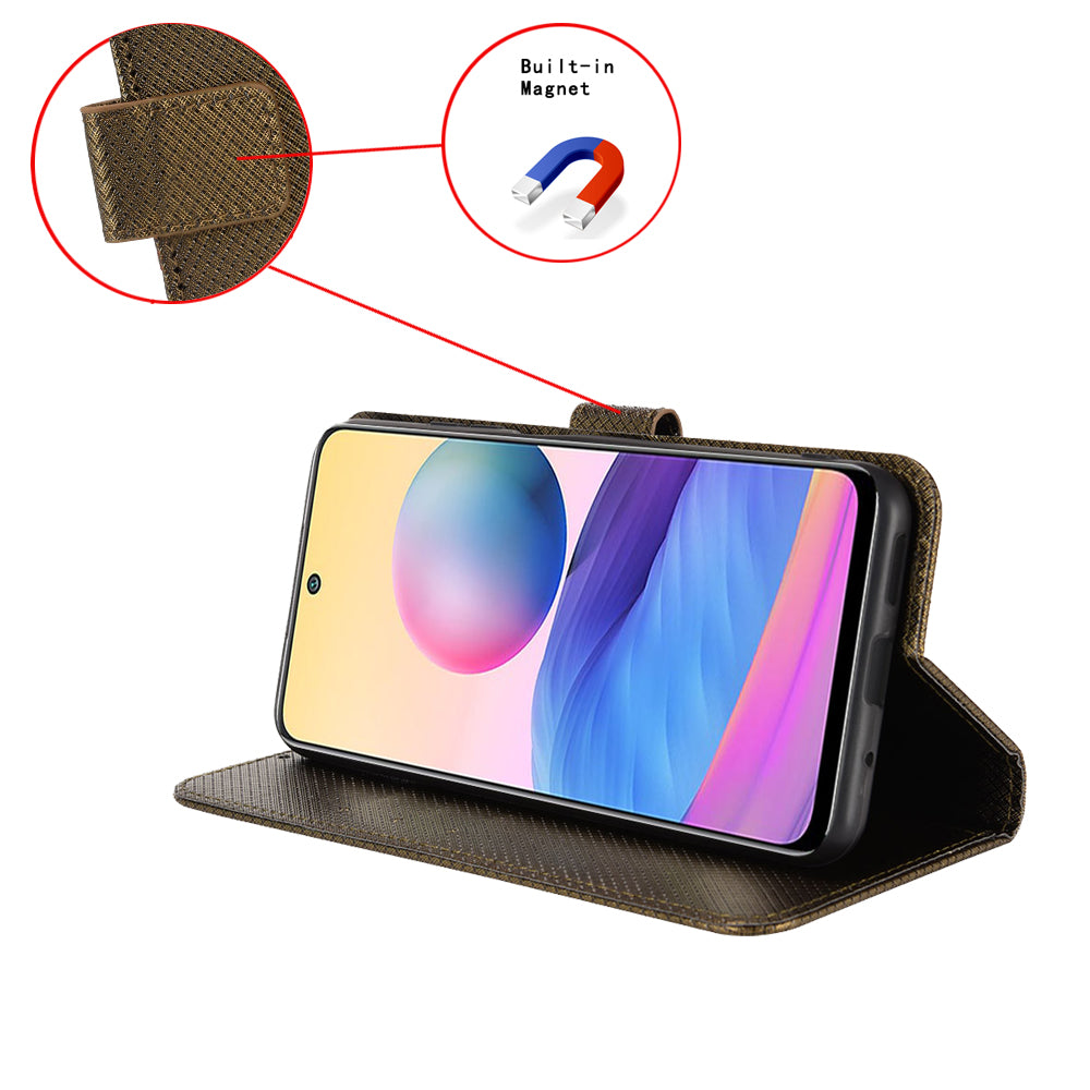 For Samsung Galaxy A05 4G Case Leather Stand Diamond Texture Protective Phone Cover