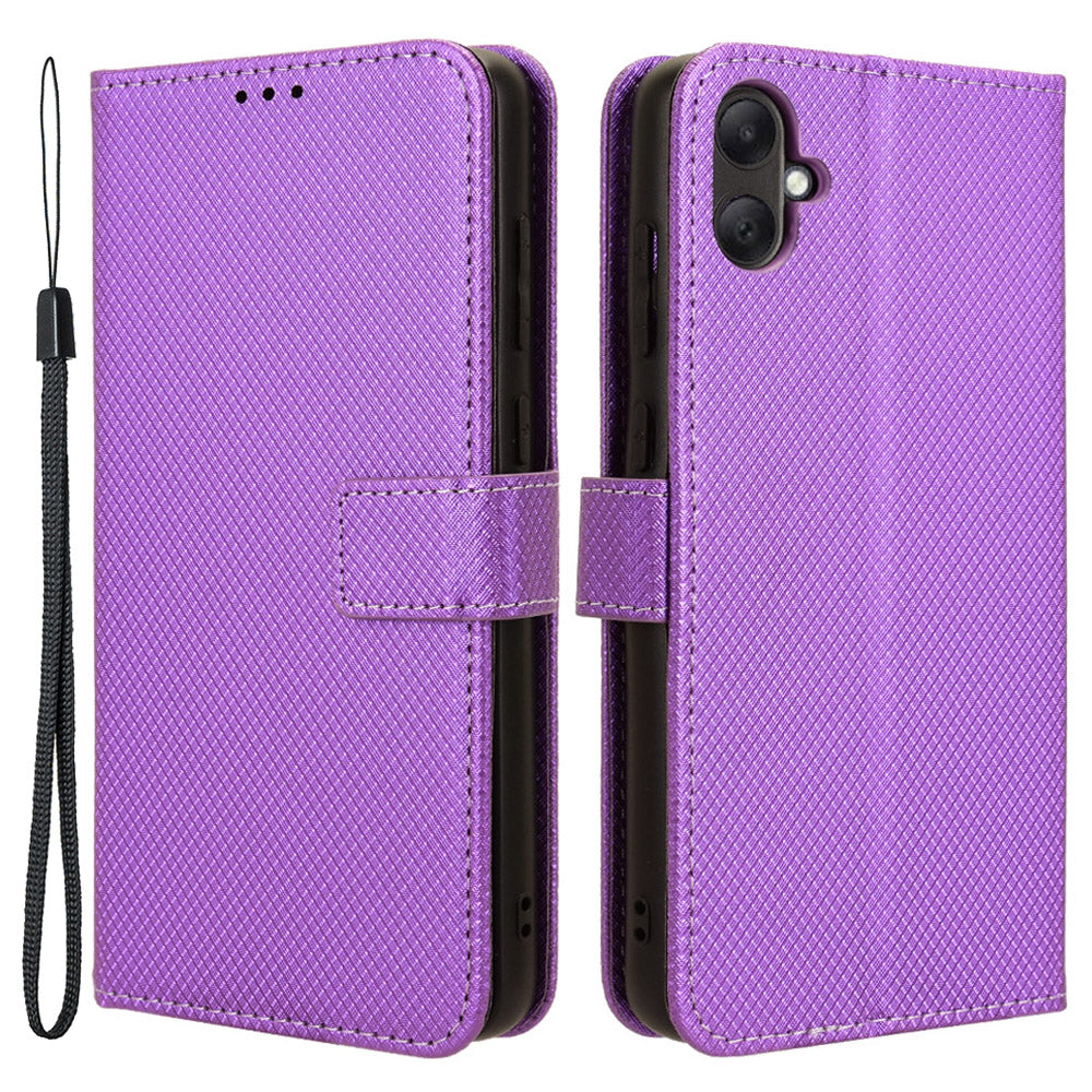 For Samsung Galaxy A05 4G Case Leather Stand Diamond Texture Protective Phone Cover
