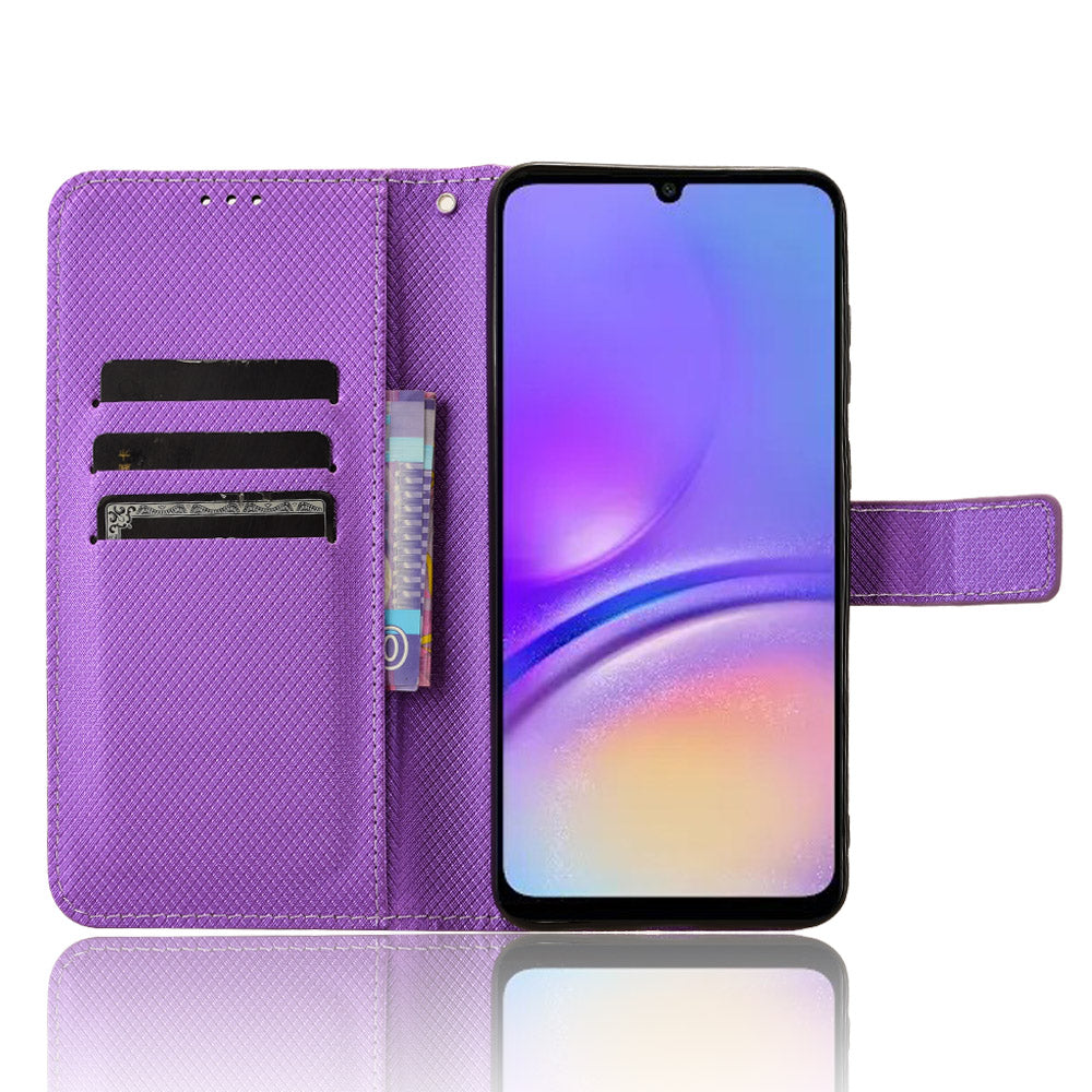 For Samsung Galaxy A05 4G Case Leather Stand Diamond Texture Protective Phone Cover