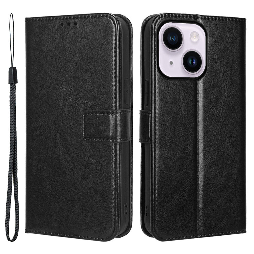 Phone Case for iPhone 15 Plus Cover Crazy Horse Texture Leather Wallet Stand Shell