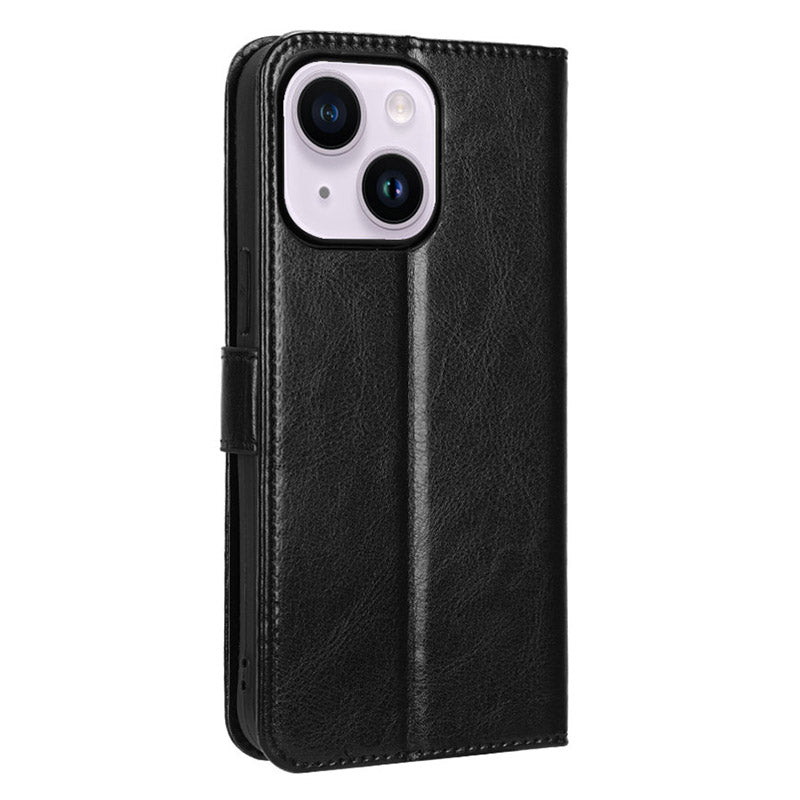 Phone Case for iPhone 15 Plus Cover Crazy Horse Texture Leather Wallet Stand Shell
