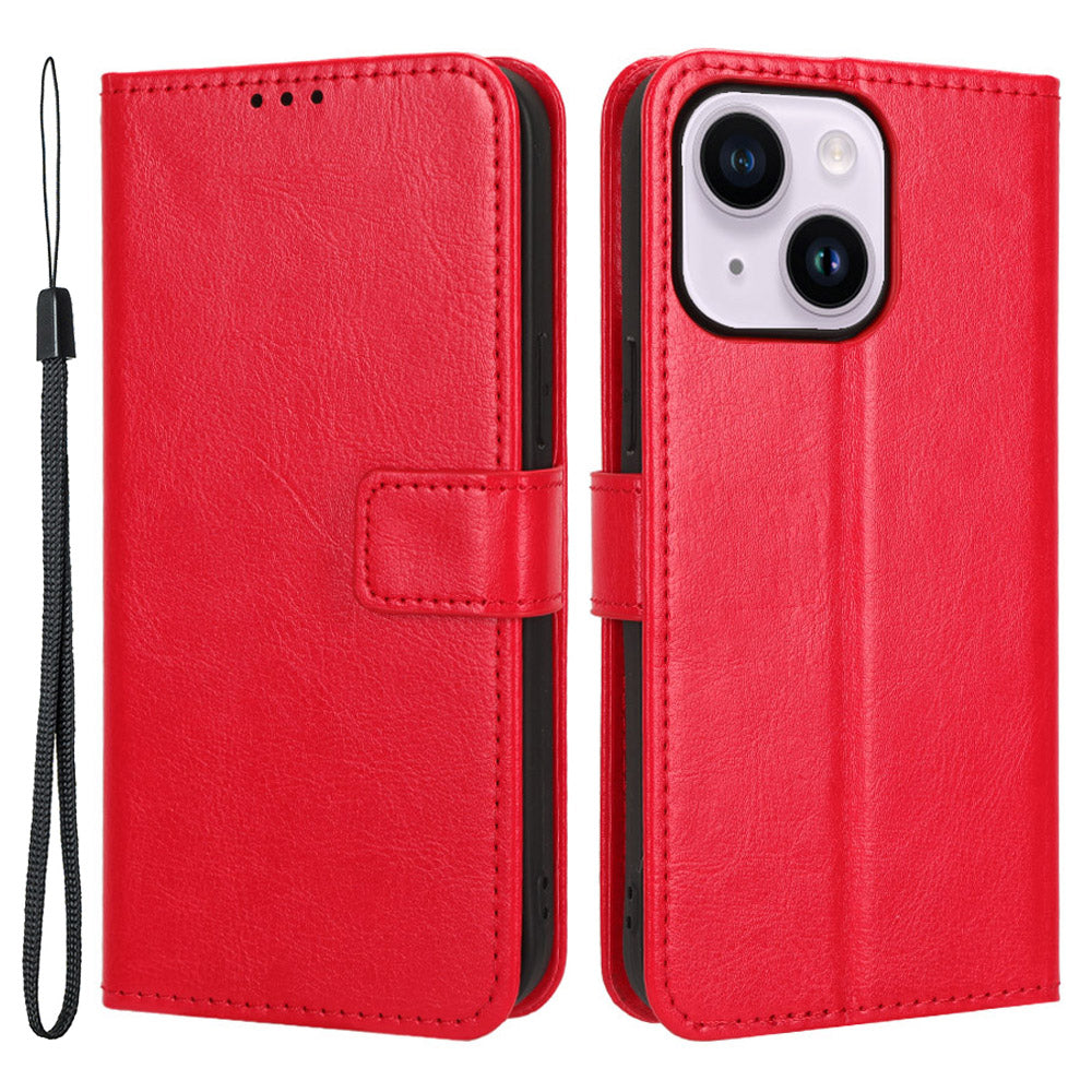 Phone Case for iPhone 15 Plus Cover Crazy Horse Texture Leather Wallet Stand Shell