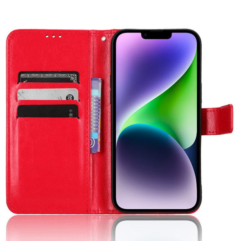 Phone Case for iPhone 15 Plus Cover Crazy Horse Texture Leather Wallet Stand Shell