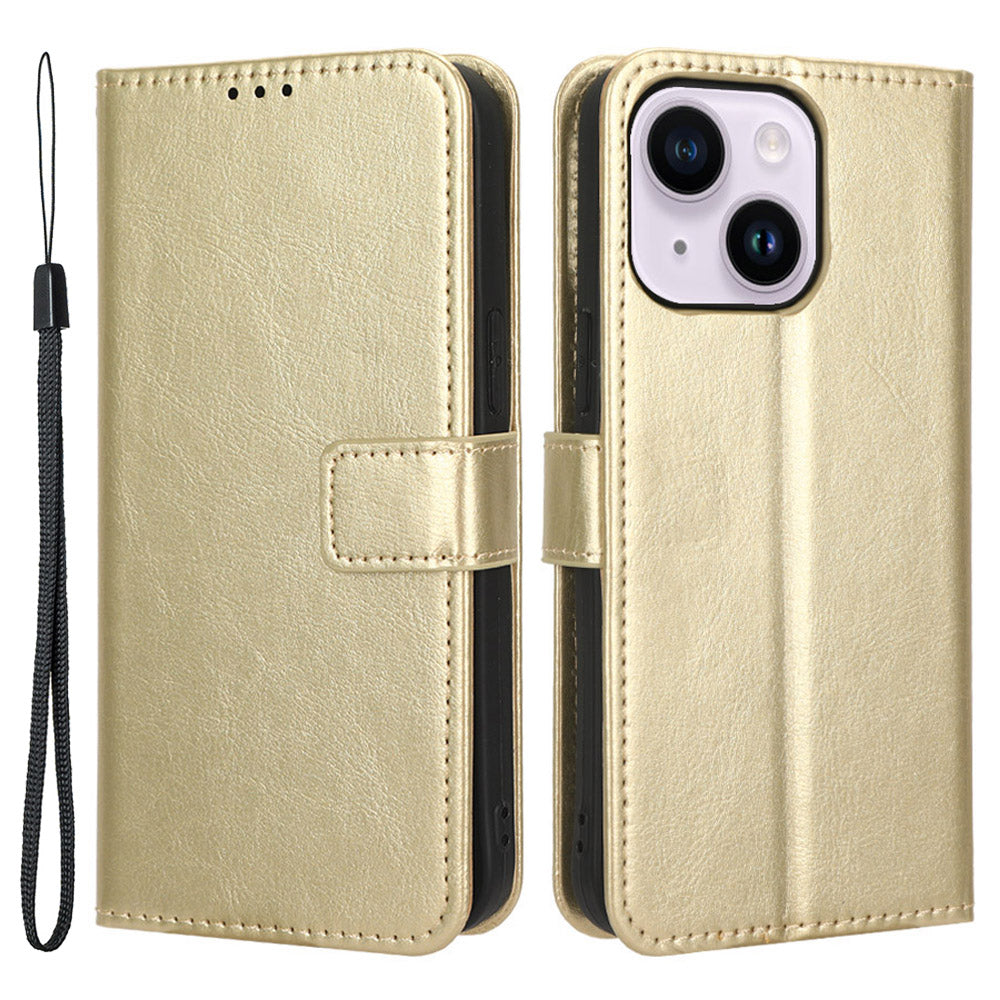 Phone Case for iPhone 15 Plus Cover Crazy Horse Texture Leather Wallet Stand Shell