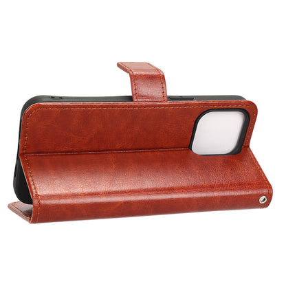 Phone Case for iPhone 15 Plus Cover Crazy Horse Texture Leather Wallet Stand Shell