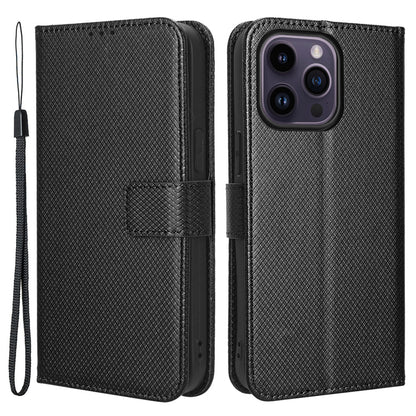 Phone Cover for iPhone 15 Pro Max Case Leather Stand Shell Diamond Texture Wallet