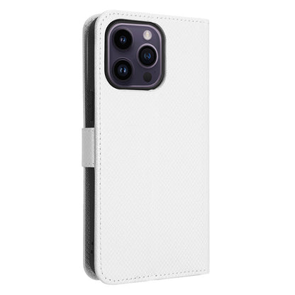 Phone Cover for iPhone 15 Pro Max Case Leather Stand Shell Diamond Texture Wallet