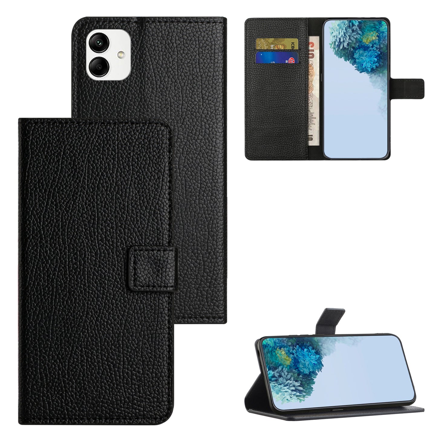 For Samsung Galaxy A05 4G Cover Litchi Texture Leather Smartphone Case with Wallet