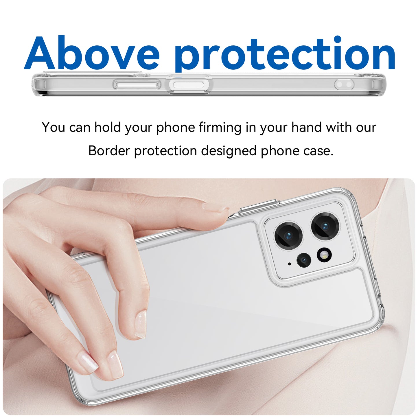 For Xiaomi Redmi Note 12 4G Clear Case TPU+Acrylic Anti-drop Phone Cover (Big Rear Lens Hole)